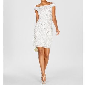 Adrianna Papell Off-Shoulder White Dress
